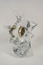 Pendule SCHNEIDER  en cristal de forme libre H :...