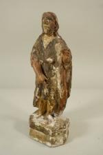 Saint Roch, statuette en bois  sculpté avec traces de...