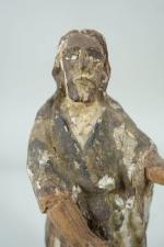 Saint Roch, statuette en bois  sculpté avec traces de...