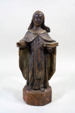 Fondatrice d'un ordre religieux tenant un livre, statuette en bois...