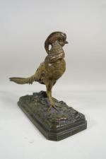 TRODOUX Adrien (XIX-XXème s.) : Le faisan,  bronze, signé...