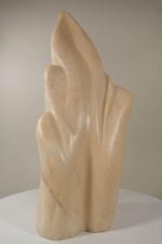 SAVE L. (XXème s.) : Figure libre. Sculpture en albâtre....