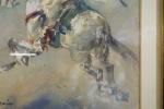FLASSCHOEN GUSTAVE  (1868-1940) cavalier algérien, aquarelle , dédicacée, signée...
