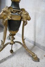 Torchère pot à feu tripode à hauteur réglable en bronze...