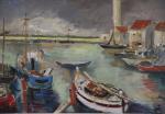 Paul CLEMENT (1905-?) "Port en Bretagne" Gouache signée en bas...