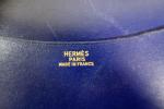 HERMES Paris Couverture d'agenda en cuir bleu marine. 13.5x9cm (état...