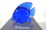 DAUM France "poisson"Epreuve en cristal teinté bleu dur . Hauteur:...
