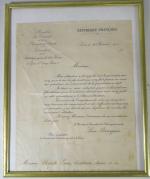Lettre autographe de Léon Bourgeois adressée à Claude Henri, Secrétaire...