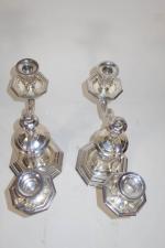CHRISTOFLE GALLIA : Paire de candélabres de table en métal...