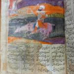 IRAN/CACHEMIRE  livre de conte avec 3 pages enluminées. accidents...