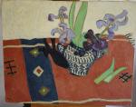 ARENE Jean (1929-2020) , Nature morte aux iris, huile sur...