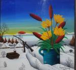 VECENAJ Stjepan  (1928-2000) Bouquet de fleurs dans un paysage,...