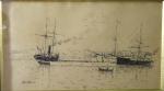 OLIVE Jean Baptiste (1848-1936) ,bateaux de pêche au port (Marseille?)...