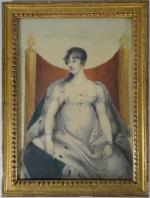Ecole anglaise début XIXème siècle: Portrait présumé de Charlotte ,...