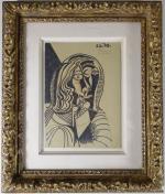 Pablo Picasso - Tête de femme, 1970. Dessin double face au crayon feutre sur carton, signé et daté 2.6.70. Dimension : 20x14,5cm.