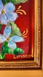 FRANCOISE LIMOGES:  Tableau en émail représentant un bouquet ...