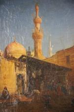 Louis LOTTIER (1815-1892) "Scène animée au pied du minaret" Huile...