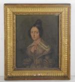 "Portrait de dame" Huile sur toile. H: 27 x 22...
