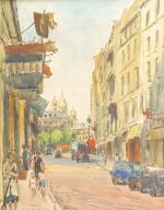 LACHAUX Géo ( 1891- ?) :La rue des Martyrs, aquarelle...