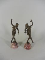 RANCOULET Ernest (1870-1915) Faunes, deux sujets en bronze patiné sur...