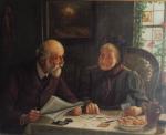 SPIELTER Carl Johan (1851-1922) : Couple agé, lui lisant le...