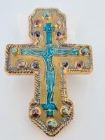 ROUSSEL Marc (XXe siècle), Crucifix en céramique à décor émaillé...