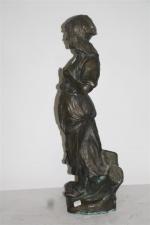 CHARPENTI..? "La Jeune Paysanne", Sculpture en bronze. Signature sur la...
