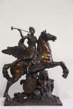 Antoine COYSEVOX (1640-1720) " homme à cheval" bronze à patine...
