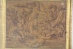 Ecole Italienne, époque XVIII ème," triomphe d'Amphitrite", dessin à la...
