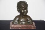 PETERMANN J Fondeur Bruxelles : Buste de jeune enfant. Bronze...