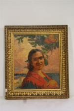 AZEMA Ernest , (1871-1917), " Femme aux oranges", huile sur...
