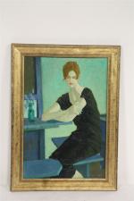 PESCE Jean (1926) "femme à la robe noire" huile sur...
