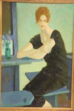 PESCE Jean (1926) "femme à la robe noire" huile sur...