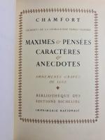 CHAMFORT, Maxime et Pensées, Caractères et Anecdotes, Ed. RICHELIEU, ornement...