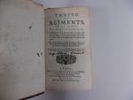 GASTRONOMIE -LEMERY (Louis) : Traité des Alimens (sic).
Paris, Cusson, 1702, in-12...