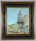 Martin BRETON (XIX): "Le minaret" Huile sur toile signée en...