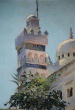Martin BRETON (XIX): "Le minaret" Huile sur toile signée en...
