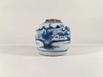 Vase ovoïde en porcelaine à décor en camaïeu bleu d'un...