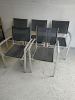 Lot de 5 fauteuils de jardin empilables en aluminium et...