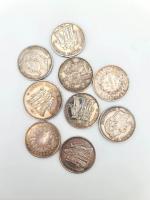 Ensemble de pièces en argent comprenant :
- 5 pièces de...