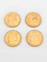 4 pièces de 20 Francs or Coq, 2x1905, 1907 et...