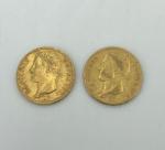 2 pièces de 20 Francs Napoléon tête laurée 1811 et...