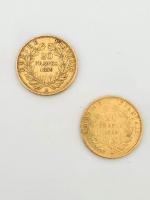 2 pièces de 20 Francs Napoléon, 1858, 1859 poids :...