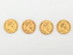 4 pièces de 10 Francs Napoléon III Tete laurée, 1862,...