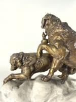 VALTON Charles (1851-1918) : Couple de chien, sculpture en bronze...