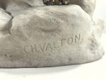 VALTON Charles (1851-1918) : Couple de chien, sculpture en bronze...
