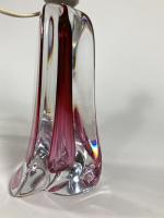 VAL SAINT-LAMBERT : Pied de lampe en cristal bicolore de...