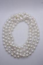 Collier sautoir en perles fantaisie diam : 10 mm L...