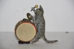 VIENNE XIX-XX : Le chat musicien . Sujet en bronze...