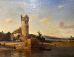 GUDIN Théodore (1802-1880) : Paysage romantique. Huile sur toile signée...